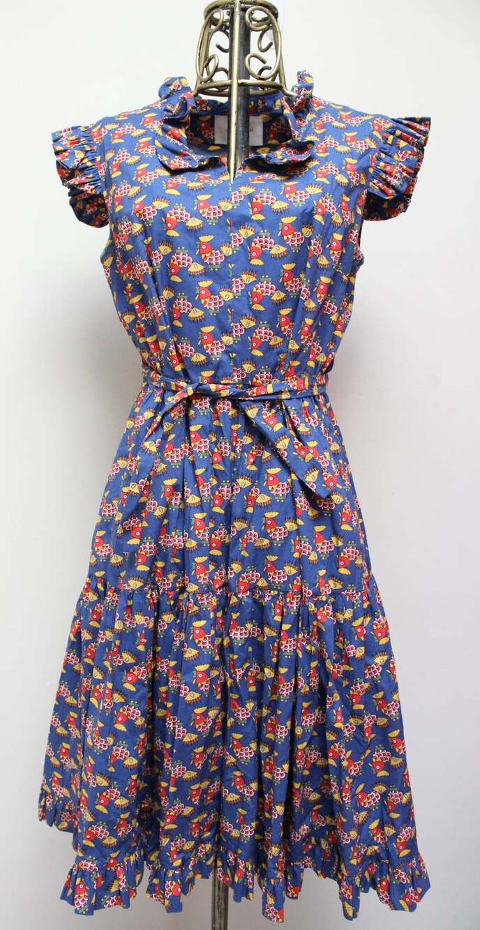 La Double J Editions Blue Rooster Ruffle Dress Size Large